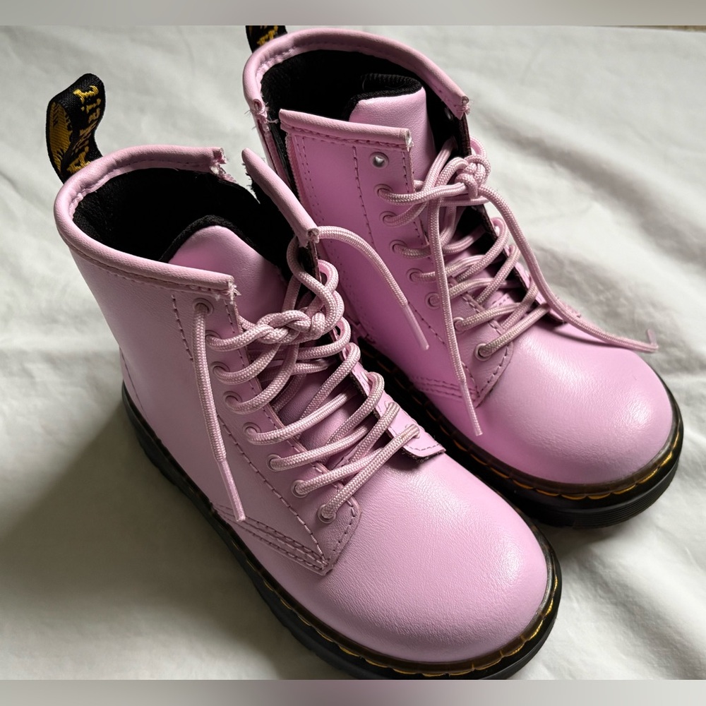 Like New Dr. Martens Light Pink Combat Boots - Picture 3 of 12